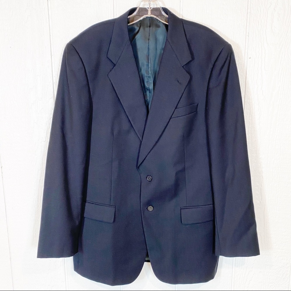 Mens Tallia Homo Wool Navy Blue Blazer Jacket